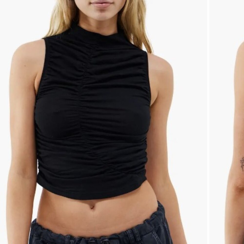 BDG Urban Outfitters Ruched Washed Cotton Crop Top